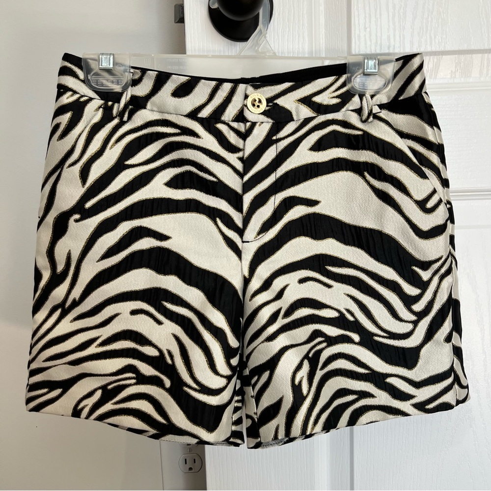 Lilly Pulitzer Metallic Gretchen High Rise Zebra Jacquard Animal Print Shorts